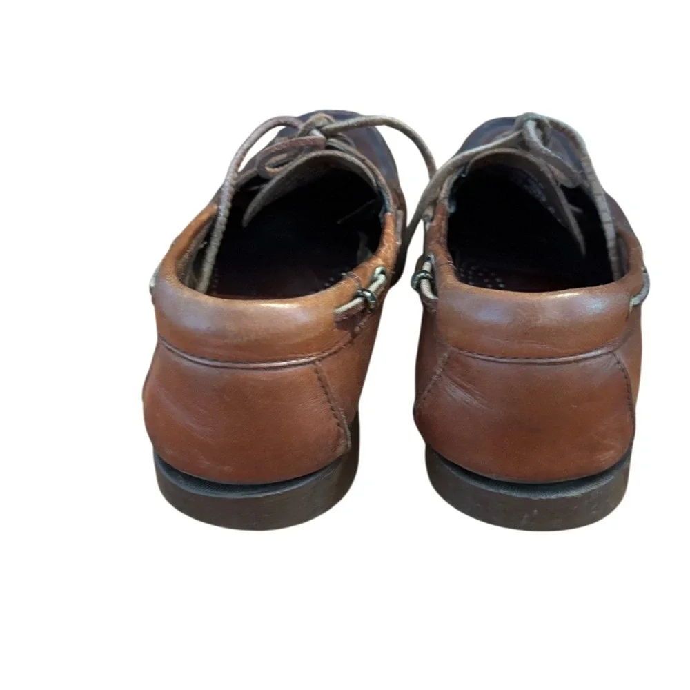 Bass Mens Brown Leather Boat Shoes Moc Toe Deck Shoes Casual Classic 8.5
